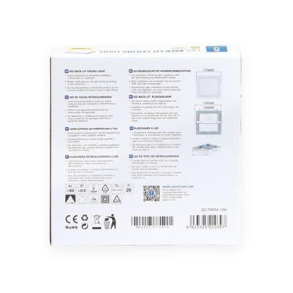 Aigostar - LED Nadgradna stropna svetilka LED/12W/230V 17,3x17,3 cm 3000K bela