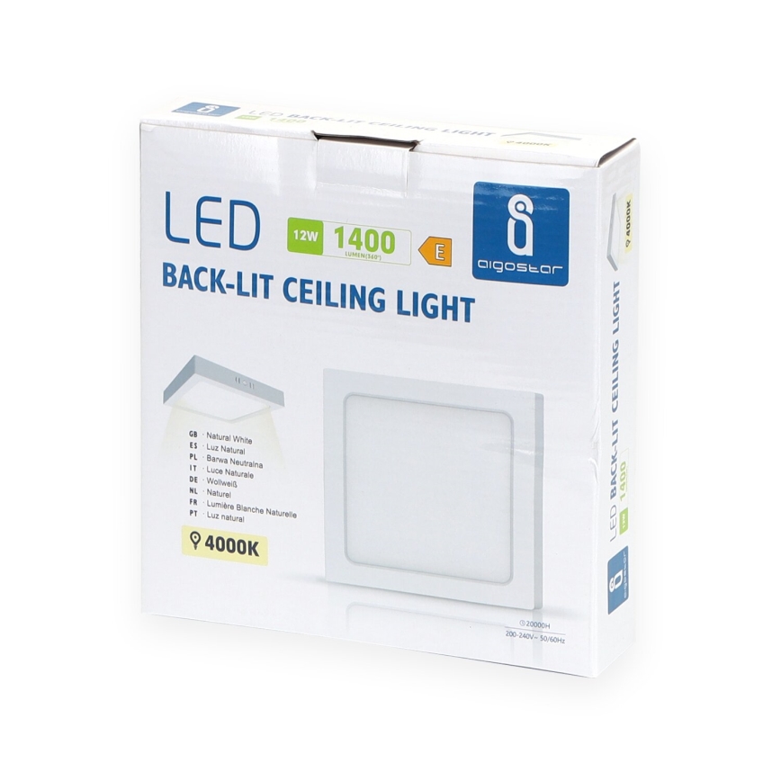 Aigostar - LED Nadgradna stropna svetilka LED/12W/230V 17,3x17,3 cm 4000K bela