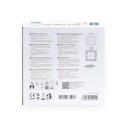 Aigostar - LED Nadgradna stropna svetilka LED/12W/230V 17,3x17,3 cm 6500K bela