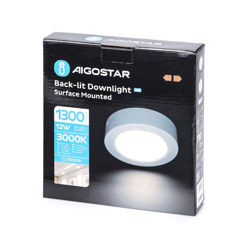 Aigostar - LED Nadgradna stropna svetilka LED/12W/230V pr. 17,4 cm 3000K bela