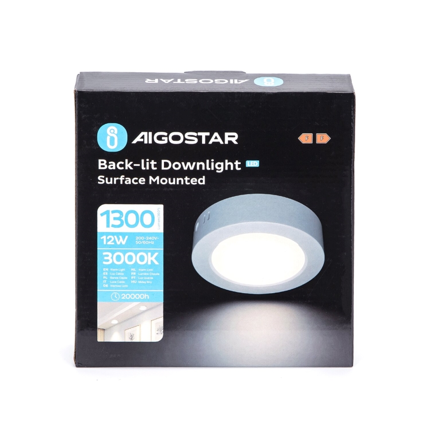 Aigostar - LED Nadgradna stropna svetilka LED/12W/230V pr. 17,4 cm 3000K bela
