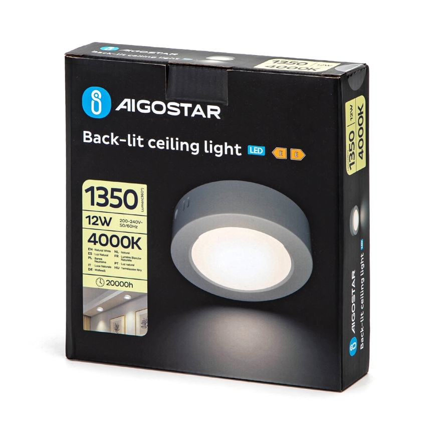 Aigostar - LED Nadgradna stropna svetilka LED/12W/230V pr. 17,4 cm 4000K bela