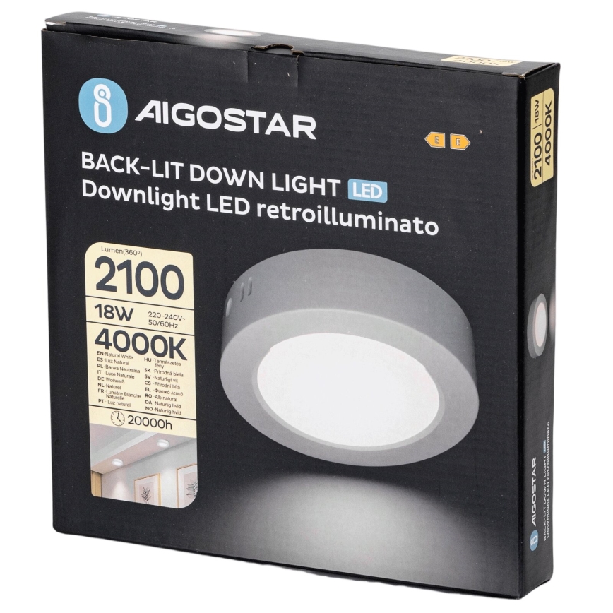Aigostar - LED Nadgradna stropna svetilka LED/18W/230V pr. 22,6 cm 4000K bela