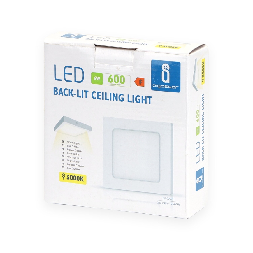 Aigostar - LED Nadgradna stropna svetilka LED/6W/230V 12,2x12,2 cm 3000K bela