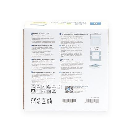 Aigostar - LED Nadgradna stropna svetilka LED/6W/230V 12,2x12,2 cm 3000K bela