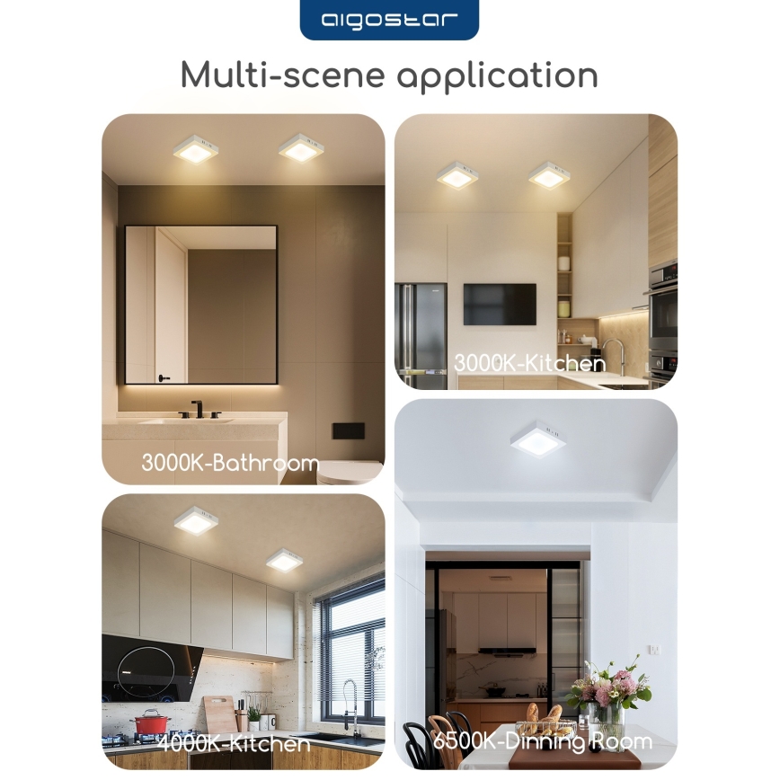 Aigostar - LED nadometno stropno svetilo LED/18W/230V 3000K 22,6x22,6 cm belo