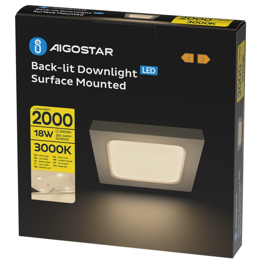 Aigostar - LED nadometno stropno svetilo LED/18W/230V 3000K 22,6x22,6 cm belo