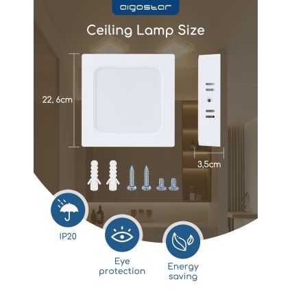 Aigostar - LED nadometno stropno svetilo LED/18W/230V 3000K 22,6x22,6 cm belo