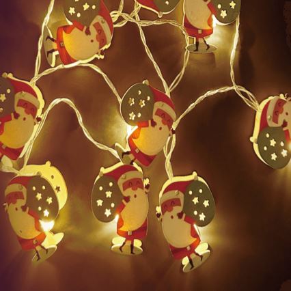 Aigostar - LED niz 10xLED/3xAA 1,5 m topla bela Santa Claus