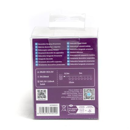 Aigostar - LED niz 20xLED/3xAA 3,3m zvezde