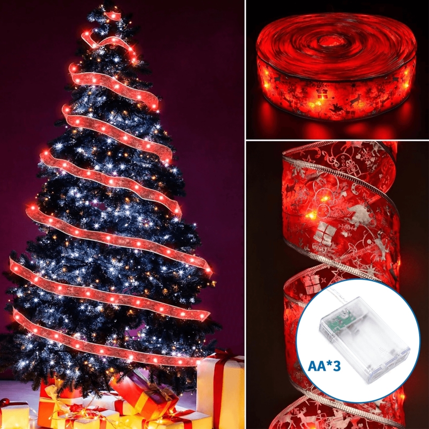 Aigostar - LED veriga 20xLED/3xAA 2 m topla bela, rdeča