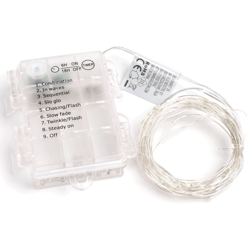 Aigostar - LED zunanji niz 50xLED/3xAA IP44 5,3 m hladna bela