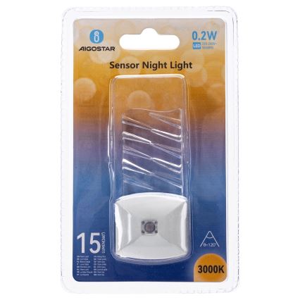 Aigostar - LED Nočna lučka s senzorjem mraka LED/0,2W/230V 3000K