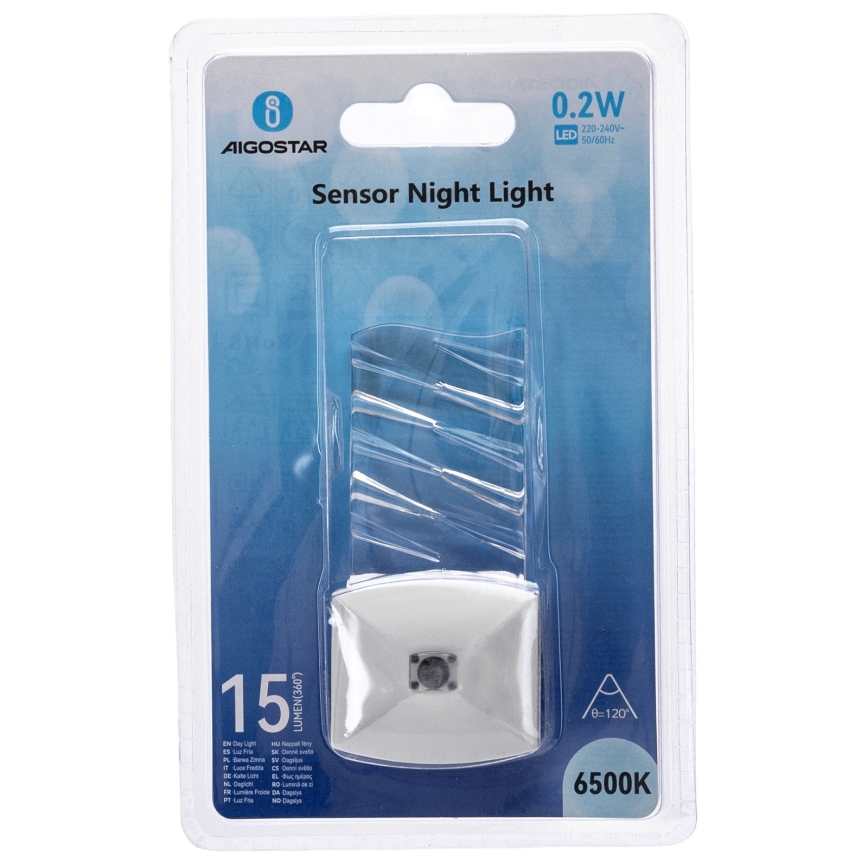 Aigostar - LED Nočna lučka s senzorjem mraka LED/0,2W/230V 6500K