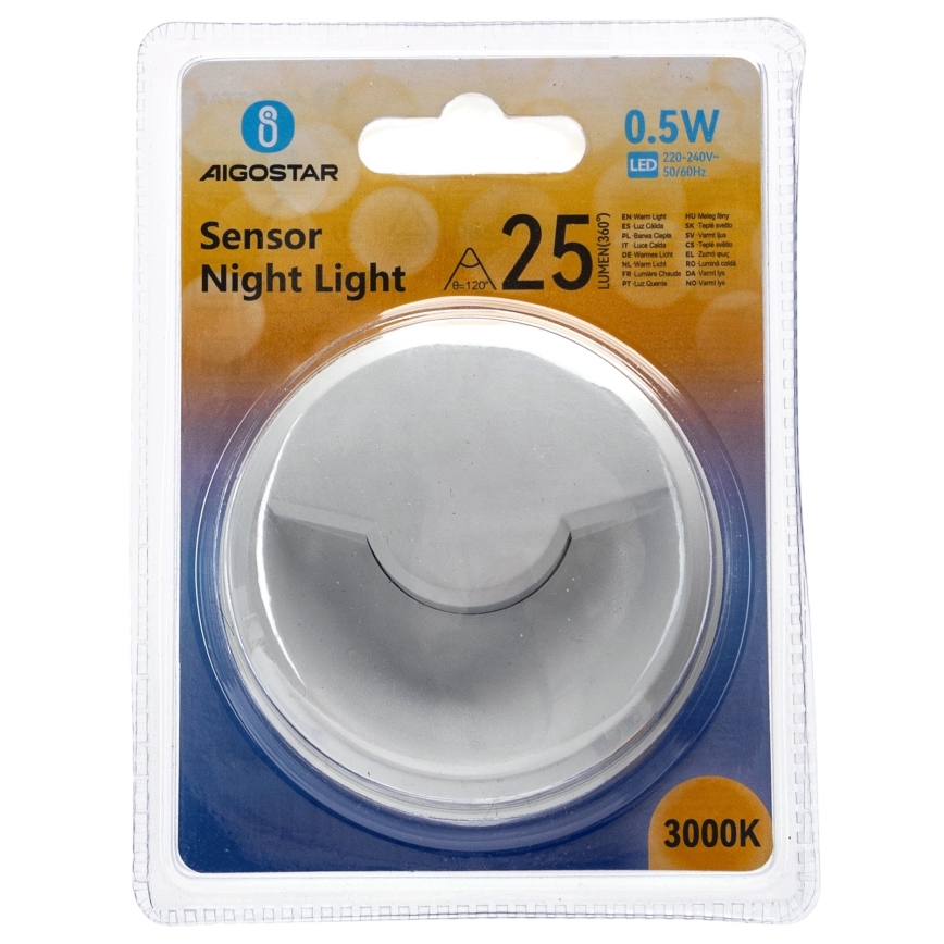 Aigostar - LED Nočna lučka s senzorjem mraka LED/0,5W/230V 3000K