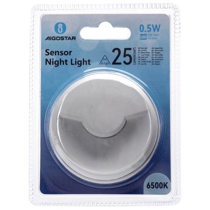 Aigostar - LED Nočna lučka s senzorjem mraka LED/0,5W/230V 6500K