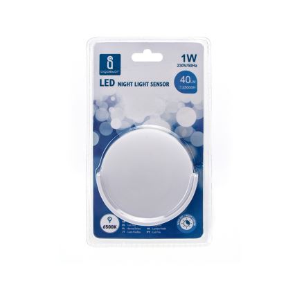 Aigostar - LED Nočna lučka s senzorjem mraka LED/1W/230V 6500K okrogla