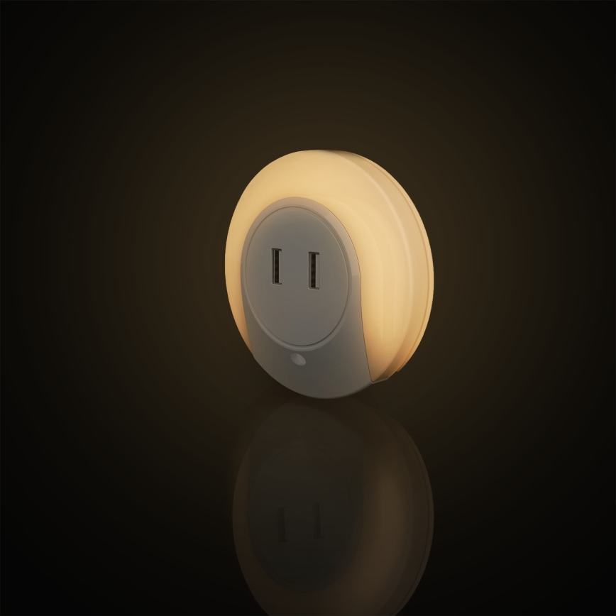 Aigostar - vtična LED nočna svetilka s senzorjem mraka in USB LED/0,4W/230V