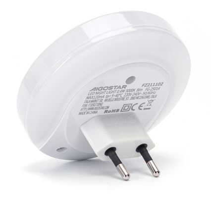 Aigostar - vtična LED nočna svetilka s senzorjem mraka in USB LED/0,4W/230V