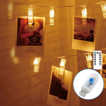 Aigostar - LED okrasna veriga 20xLED/5W/USB 6 m topla bela