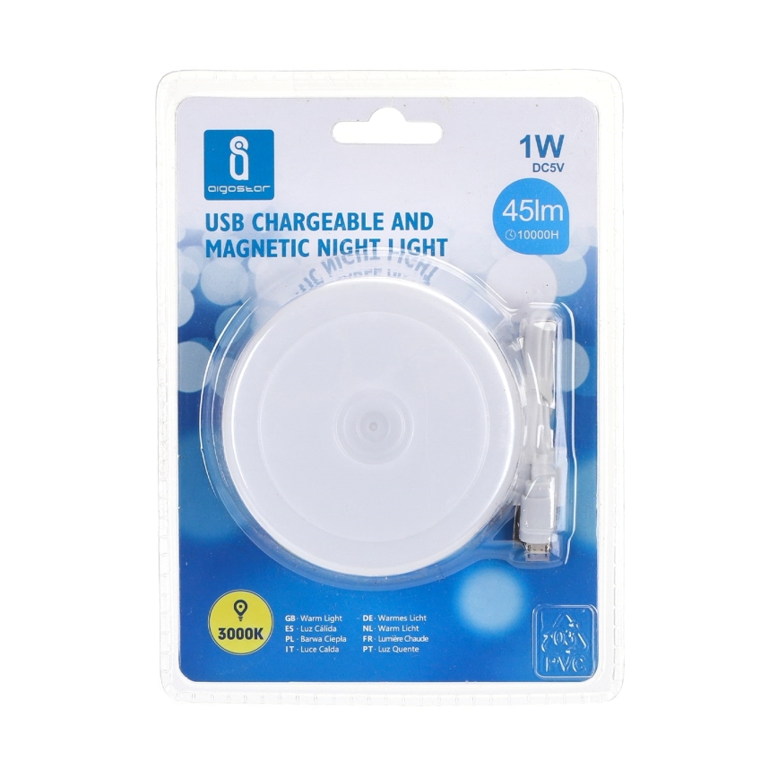 Aigostar - LED Prenosna nočna svetilka LED/1W/5V 3000K + USB