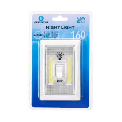 Aigostar - LED Prenosna nočna svetilka LED/3xAAA 6500K