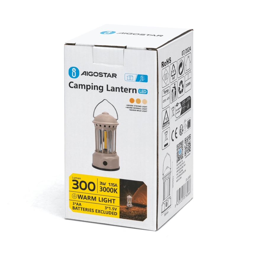 Aigostar - LED Prenosna svetilka za kampiranje LED/3W/3xAA