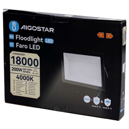 Aigostar - LED Reflektor LED/200W/230V 4000K IP65 črna