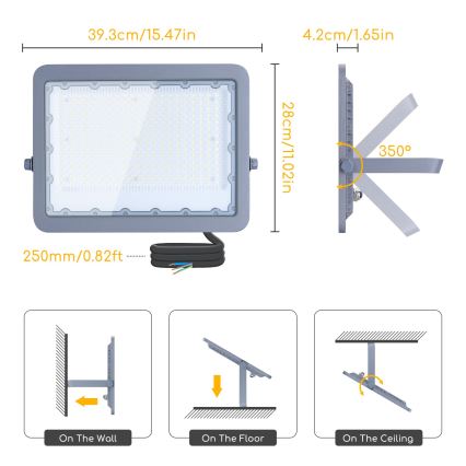 Aigostar - LED Reflektor LED/200W/230V siv 6500K IP65