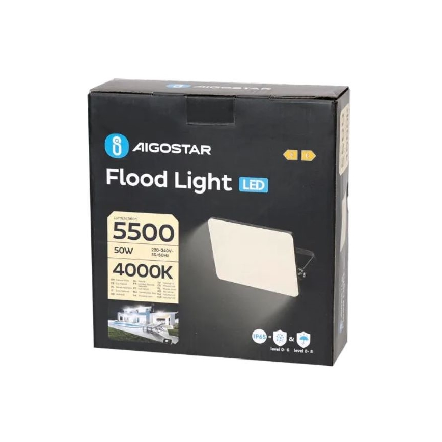 Aigostar - LED Reflektor LED/50W/230V 4000K IP65 črna