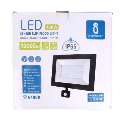 Aigostar - LED Reflektor s senzorjem LED/100W/230V IP65 črna