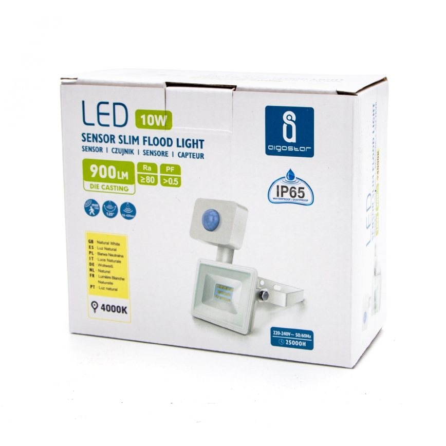 Aigostar - LED Reflektor s senzorjem LED/10W/230V 4000K IP65 bela