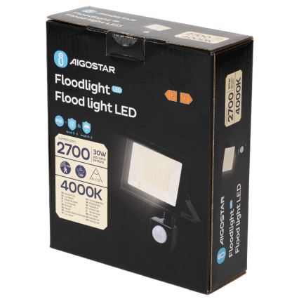 Aigostar - LED reflektor s senzorjem LED/30W/230V 4000K IP65