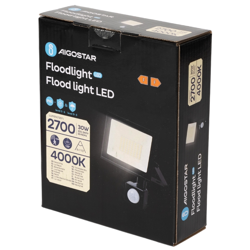 Aigostar - LED reflektor s senzorjem LED/30W/230V 4000K IP65