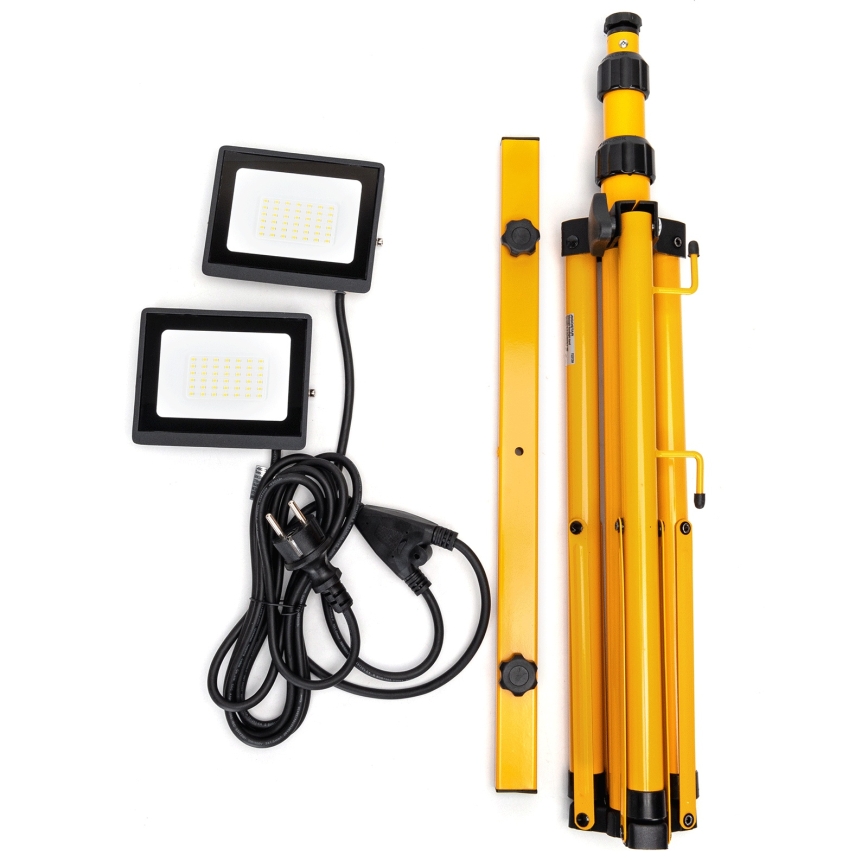 Aigostar - LED Reflektor s stojalom 2xLED/30W/230V 6500K IP65 oranžna/črna