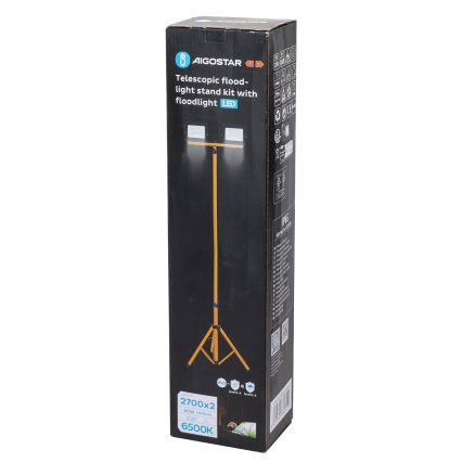 Aigostar - LED Reflektor s stojalom 2xLED/30W/230V 6500K IP65 oranžna/črna
