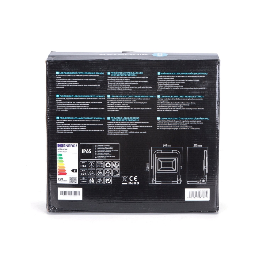 Aigostar - LED Reflektor s stojalom LED/100W/230V 6500K IP65