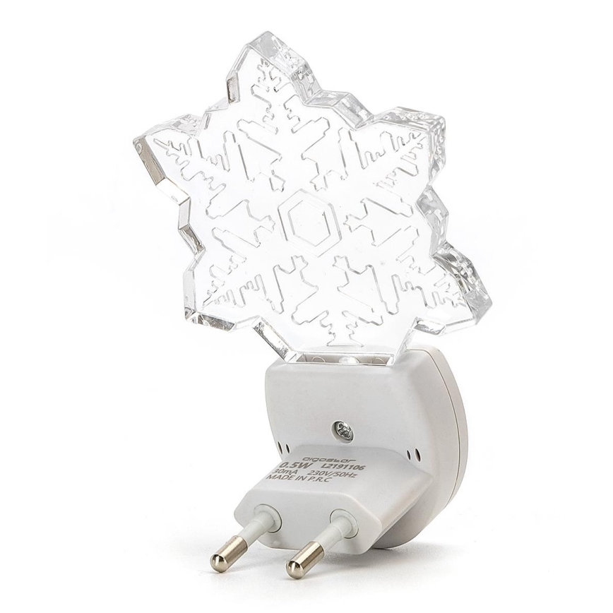 Aigostar - LED RGB Nočna lučka s senzorjem mraka LED/0,5W/230V snežinka