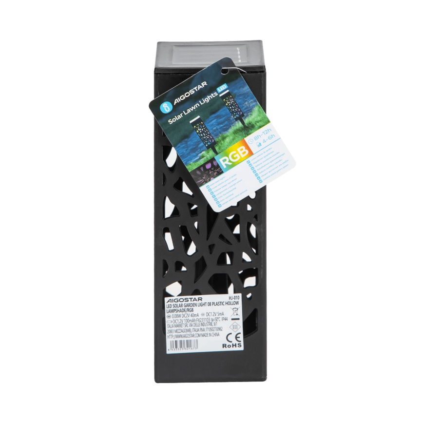 Aigostar - LED RGB Solarna svetilka LED/0,006W/1,2V 28,5cm črna  IP44 100 mAh