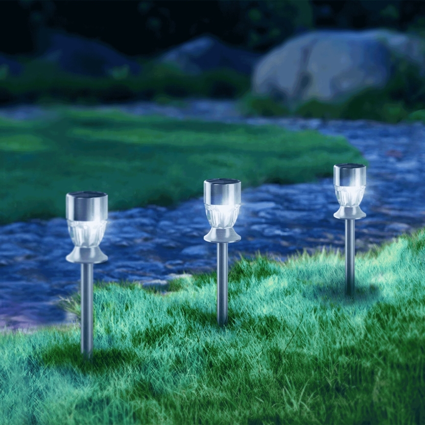 Aigostar - LED RGB Solarna svetilka LED/0,006W/1,2V 35,5 cm 100 mAh mat krom IP44