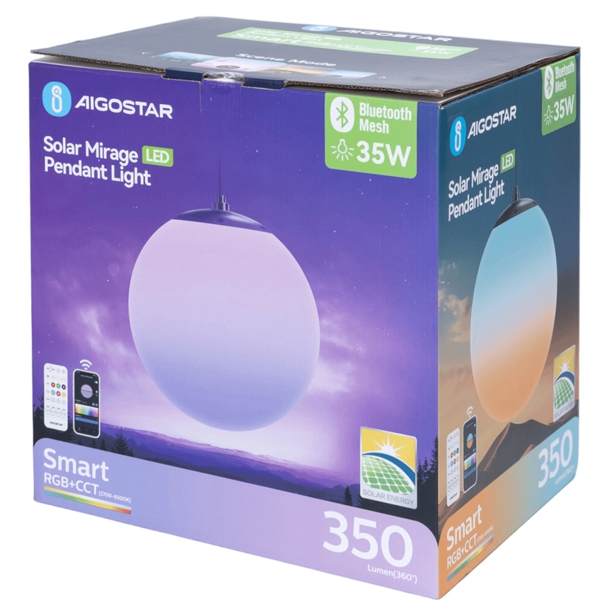 Aigostar - LED RGB Zatemnitvena solarna lestenec MESH LED/5W/3,7V 8000 mAh 2700K-6500K IP65 pr. 30 cm