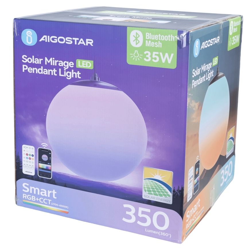 Aigostar - LED RGB Zatemnitvena solarna lestenec MESH LED/35W/3,7V 8000 mAh 2700K-6500K IP65 pr. 50 cm