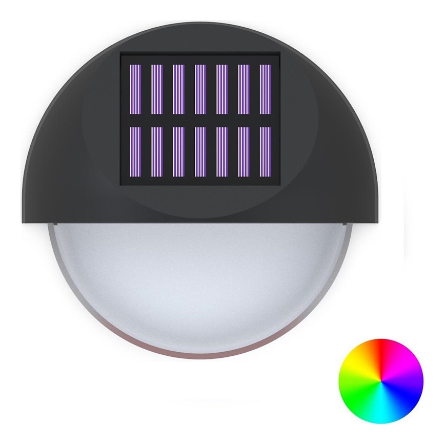 Aigostar - LED RGB Stenska solarna svetilka LED/1W/1,2V črna IP44