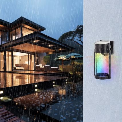 Aigostar - LED RGB Stenska solarna svetilka LED/2W/1,2V črna IP44