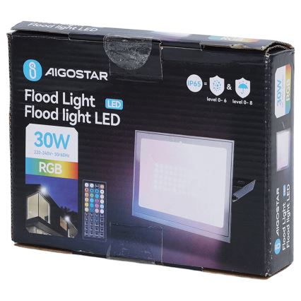 Aigostar - LED RGB zatemnjevalni reflektor LED/30W/230V IP65 + daljinski upravljalnik