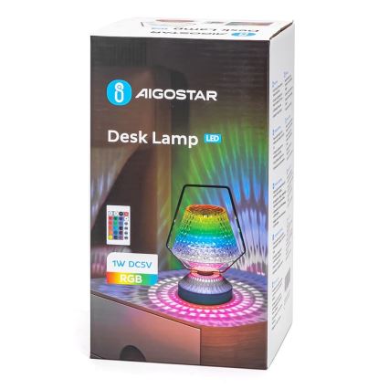 Aigostar - LED RGB Zatemnitvena polnilna namizna svetilka LED/1W/5V 1800mAh 20 cm + Daljinski upravljalnik