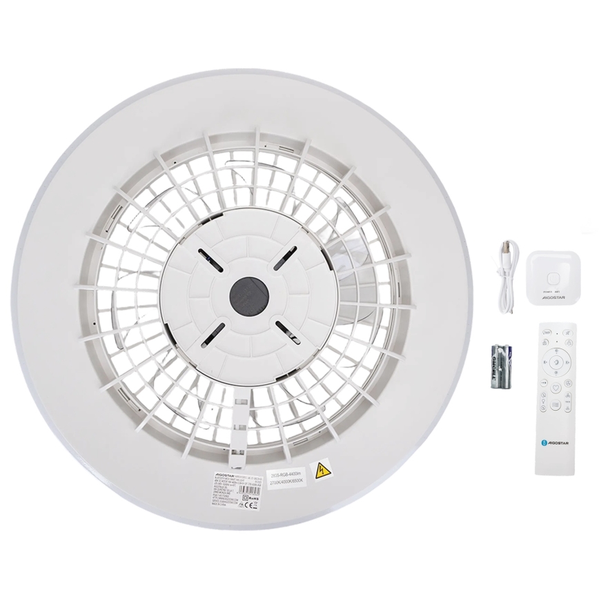 Aigostar - LED RGB Zatemnitvena stropna svetilka z ventilatorjem MESH LED/40W/230V 2700-6500K bela + Daljinski upravljalnik