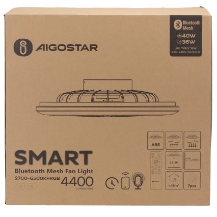 Aigostar - LED RGB Zatemnitvena stropna svetilka z ventilatorjem MESH LED/40W/230V 2700-6500K bela + Daljinski upravljalnik
