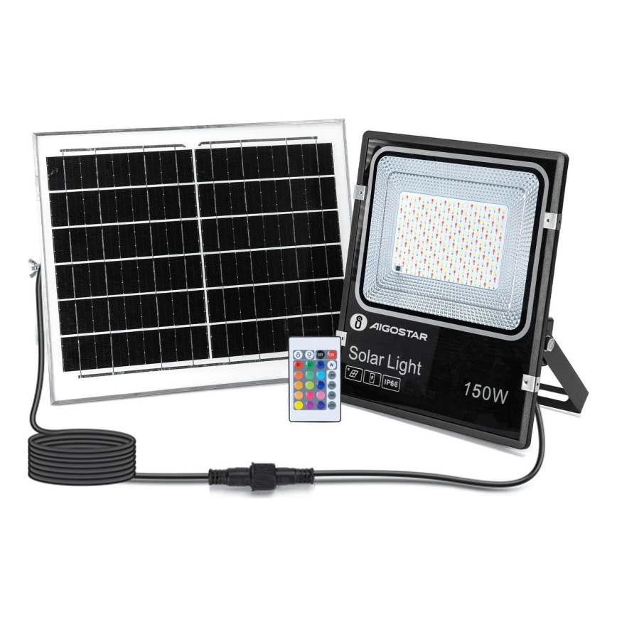 Aigostar - LED RGB Zatemnitveni solarni reflektor LED/150W/3,2V IP66 + Daljinski upravljalnik