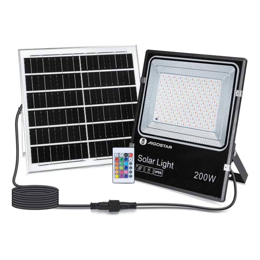 Aigostar - LED RGB Zatemnitveni solarni reflektor LED/200W/3,2V IP66 + Daljinski upravljalnik